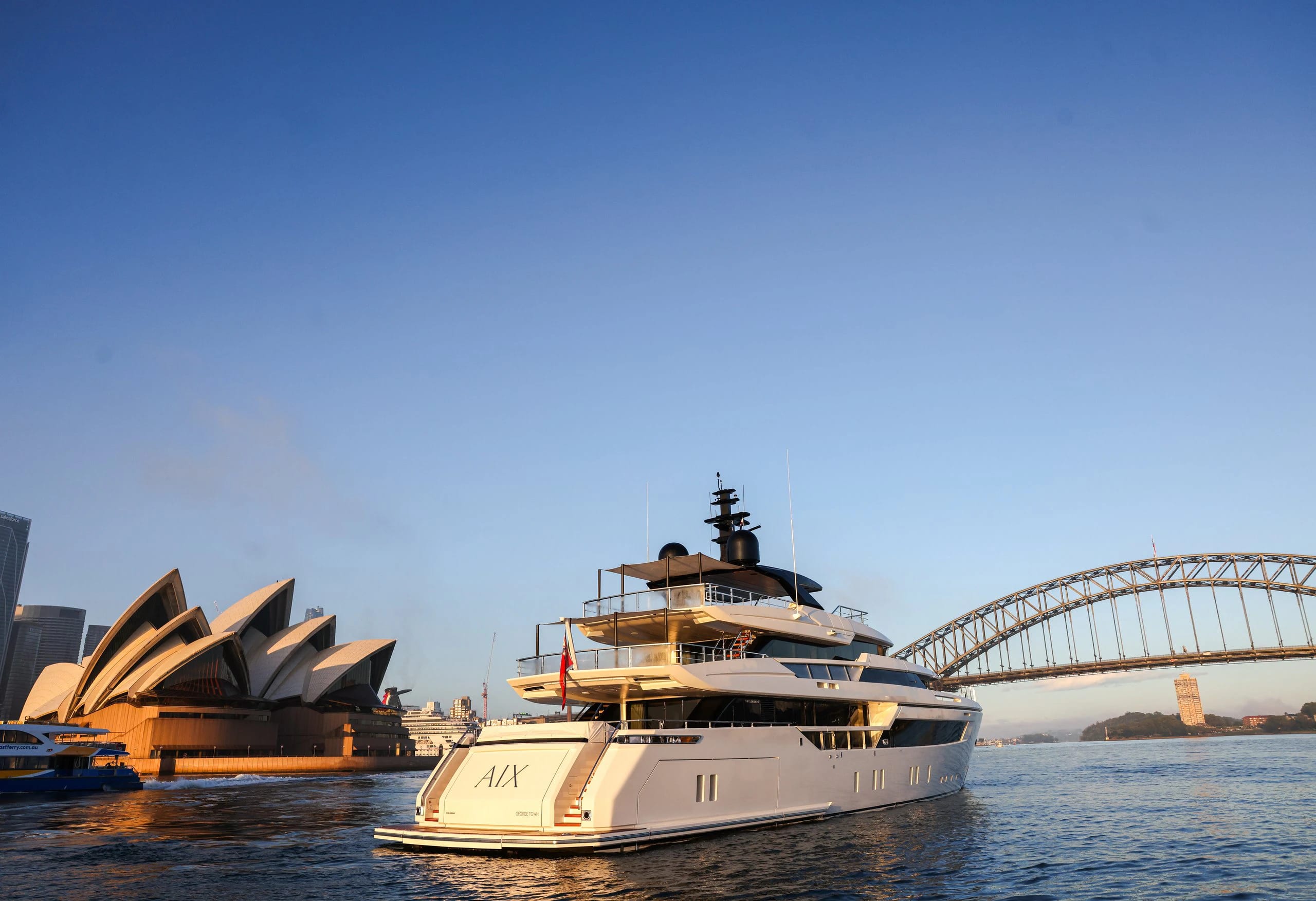 AIX on Sydney Harbour between the Opera House and Harbour Bridge