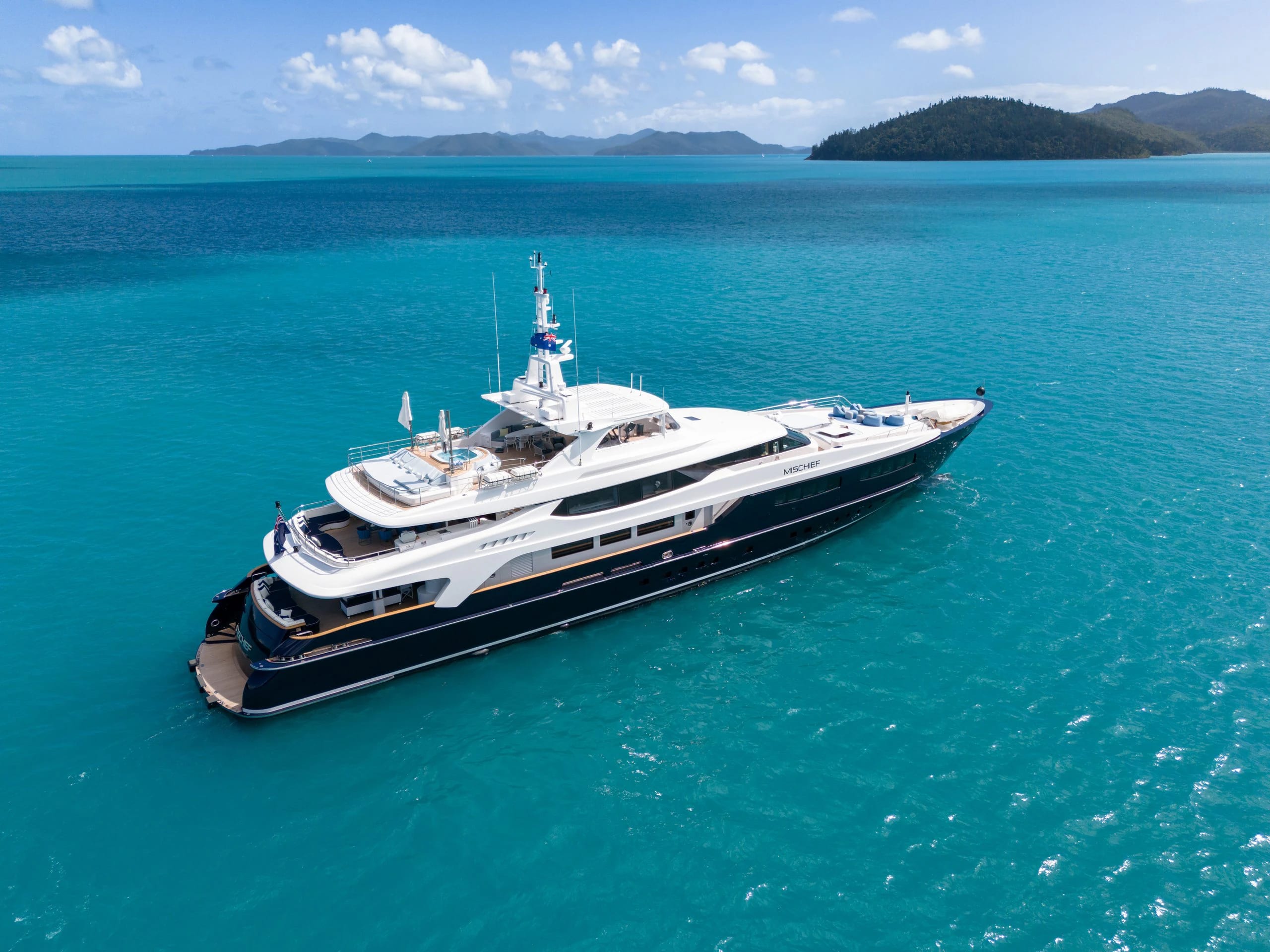 Mischief at anchor among the Whitsunday Islands
